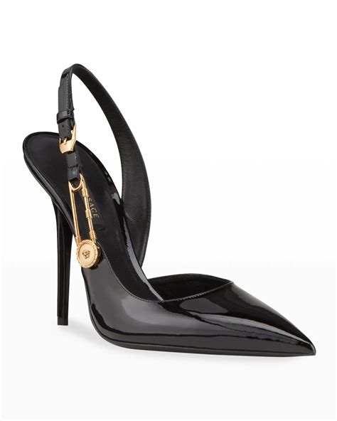 versace black pumps|versace safety pin heels.